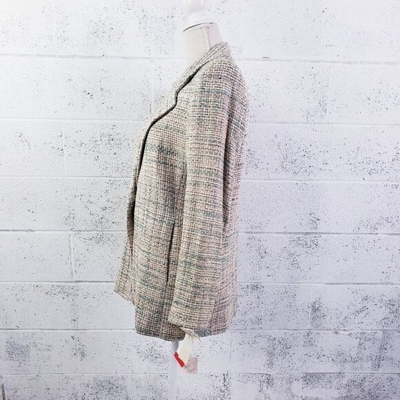 Vintage 100% Silk Hand Woven One Button Blazer Pink Silver Metallic Size Small - Picture 2 of 12